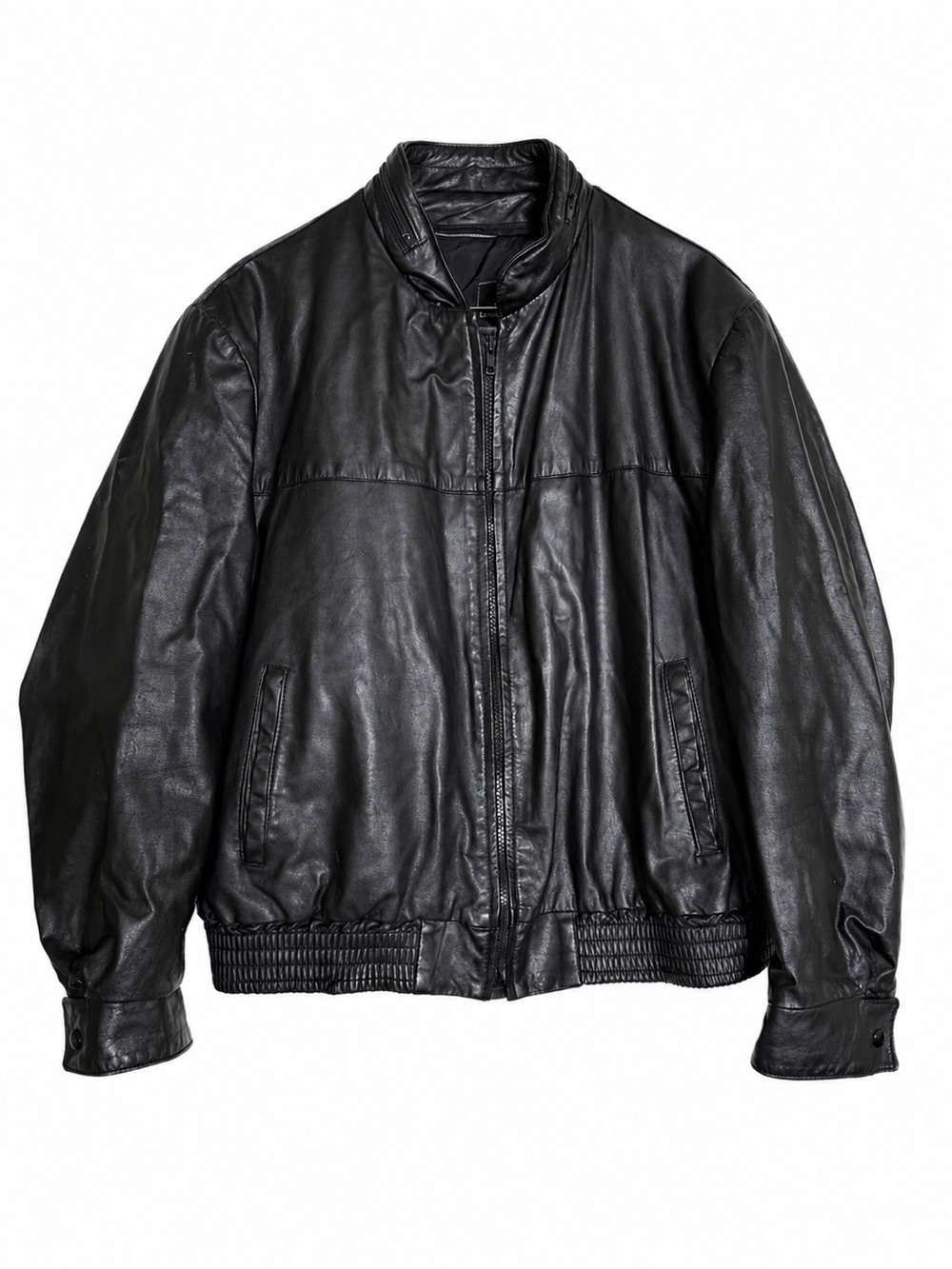 Vintage Sears Black Leather Bomber Jacket Size 48 Made in Canada